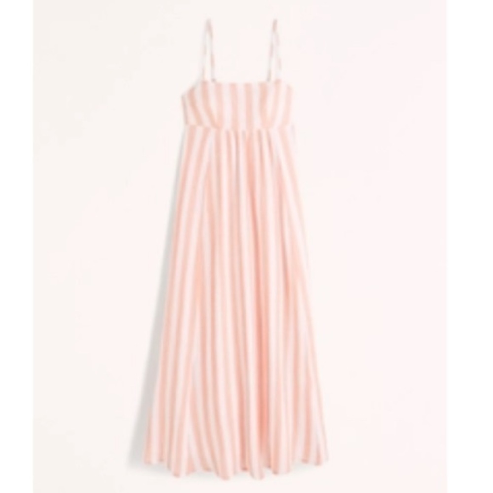 Striped Orange and White Babydoll Maxi Dress